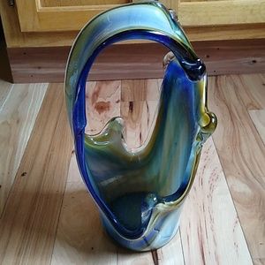 Glass Art vase/basket.